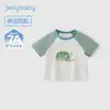 [7A Antibacteriana] Camiseta de Manga Corta para Niños, Ropa de Verano con Dibujos para Niñas, Tops Lindos de Color Contrastante para Bebés Niños, Cuello Redondo