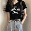 Camiseta Blanca con Estampado de Letras de Manga Corta para Mujer, Nueva Colección Verano 2026 Elegante Ajustada Corta Versátil Moderna