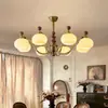 EYPHI/ Yi Fei Chandeliers de cobre macizo con madera de nogal negro norteamericano para sala de estar, dormitorio, estudio, estilo de mediados de siglo, comedor