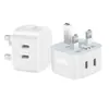 Carregador pd20w de venda quente transfronteiriço adequado para carregador Samsung Apple 15 20w plugue padrão UK porta dupla C carga rápida