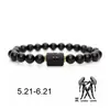 Pulsera Explosiva de Pareja de 12 Constelaciones Pulsera de Piedra Perla de Constelación Ajustable Única Pulsera de 12 Constelaciones para Hombres y Mujeres