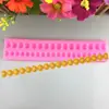 Molde de silicona con forma de perla y botón de perla larga con borde de cadena, molde de silicona líquida para hornear pasteles plegables