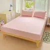 Lençol de baixo com elástico de algodão lavado transfronteiriço alta gramatura personalizável comércio exterior tamanho especial lençol de baixo cobre de cama capa de colchão lençol de baixo escovado