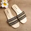 Pantuflas de Mujer 2026 Verano Nuevo Estilo Étnico Pantuflas Planas para Uso en Exteriores Sandalias Tejidas de Moda Europea y Americana para Mujer