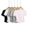 BT886-25 Primavera Novo Estilo Europeu e Americano Sexy Spice Girl Ombro Inclinado Design Lateral Plissado Slim-fit Camiseta de manga curta