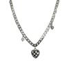 Dulce Collar de Estilo Cool para Mujer Diseño de Colgante de Corazón a Cuadros Otoño e Invierno 2024 Nueva Cadena Clavicular Hip-Hop