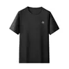 Nueva Ropa para Hombre de Talla Grande Camiseta de Manga Corta sin Marcas para Hombre con Fertilizante Talla Grande Verano Delgado Seda de Hielo Cuello Redondo Top de Media Manga