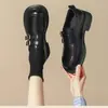 Otoño 2026 Nuevo Metal Hebilla Doble Retro Mocasines Británicos para Mujer Suela Gruesa Superficie Suave Versátil Zapatos de una Sola Pieza Mary Jane