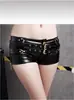 Shorts Ultra-Curtos Bodycon de Couro PU com Fenda Lateral Versátil Y2K Retrô para Boate para Mulheres