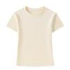 Camiseta Feminina de Verão de Manga Curta Novo Estilo Coreano Gola Redonda Curta Alta Elástica Ajustada Estilo Garota Quente Camiseta Básica Top Versátil