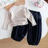 Lindo Set de Camiseta de Manga Larga con Lunares de Dibujos Animados para Niñas, Nuevo Estilo Primavera y Otoño, Versátil Moda Estilo Coreano para Niña, Conjunto de Dos Piezas