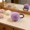 Ataduras de Pelo de Bola de Pelo de Moda al por Mayor Bolas de Pelo de Conejo Accesorios DIY Bandas para el Cabello de Pompones de Pelo Cuerdas Elásticas para el Cabello Alta Elasticidad
