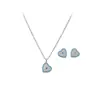 Set de Pendientes y Collar con Zirconia Azul en Forma de Corazón, Fresco y Sencillo, Versátil para el Uso Diario, Joyería de Lujo Ligero y de Alta Gama