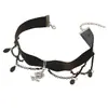 Gargantilla Gótica Collar de Camelia Borla Negra Gargantilla de Terciopelo Estilo Restricción Cadena para Clavícula Accesorio Oscuro Gótico para el Cuello