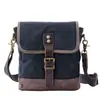 Bolsa Transversal Nova Masculina Estilo Japonês e Coreano Bolsa de Ombro Lona de Vela Cera de Abelha Couro Bolsa Casual Bolsa Pequena para Viagem ao Ar Livre