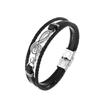 Pulsera de Cuerda de Cuero con Símbolo Musical Hueco Europeo y Americano Transfronteriza, Pulsera Trenzada Multicapa Simple Retro de Moda Venta al por Mayor