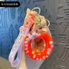 Chaveiro Criativo de Letra com Óleo e Bolinhas Coloridas Flutuantes Delicadas, Adequado para Meninas, Argola de Chaveiro de Bolsa de Casal