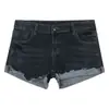 Shorts jeans azul ultra curtos para mulheres, calças de verão sexy de cintura baixa com bainha dobrada, hot pants estilo americano quentes e justos que realçam o quadril para usar como peça externa