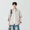 Camisa de Manga Corta con Caída de Seda de Hielo para Hombre, Delgada, Nueva de Verano 2025, Camisa Japonesa de Alta Gama, Chaqueta de Trabajo Holgada