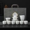Juego de té de jade graso de oveja, traje con logo impreso para enviar a clientes, tazón de cubierta de cerámica, taza de té, caja de regalo, regalo para la reunión anual, regalo para acompañante