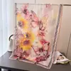 Lenço de Seda Fenghuayun Estampado Flor Cortada Primavera e Verão Lenço Longo Grande Xale de Viagem de Alta Qualidade Proteção Solar Lenço para Mulheres Lenço de Cabeça