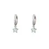 Pendientes de Aro Estilo Coreano con Colgante de Estrella de Cinco Puntas de Circonita, Dulces y Lindos, con un Diseño Único, Pendientes de Moda y Versátiles