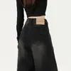 Calça Jeans Wide Leg Preta e Cinza para Mulheres 2026 Outono Transfronteiriço Solta de Cintura Alta Fluida Versátil Comprimento Total