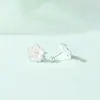 Brincos de Prata S999 com Flor para Mulheres, Moda Simples Estilo Executivo, Novo 2025 Parafuso para Furo na Orelha Osso da Orelha