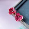 Pendientes de flores rojas, pendientes de pétalos retro franceses, nicho de alta calidad, elegantes nuevos pendientes de pasador de estilo chino de plata S925