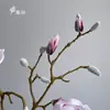 Venda Direta de Fábrica de Flores de Magnólia Artificiais com Várias Cabeças, Arte Floral para Decoração de Casa, Adereços de Casamento, Fotografia, Novo Estilo Chinês