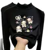 Camiseta interior versátil de forro polar para niños, estilo otoño e invierno, camiseta para niñas, cuello semi-alto, para niños mayores, capa interior cálida, top de manga larga