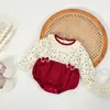 Macacão de Bebê Primavera e Outono Estilo Princesa Vestido de Primeiro Aniversário para Recém-nascido Roupas de Mês Completo do Bebê Roupas para Engatinhar de Cem Dias Macacão