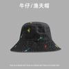 Sombrero de Pescador de Mezclilla Bordado de Dinosaurio Pequeño para Mujer Moda Primavera y Otoño que Muestra la Cara Protección Solar Pequeña Sombrero de Cubo Casual Sombrero de Cubo para Estudiantes para Hombre