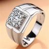 18K platinado anel de diamante de casamento imitação de diamante de noivado anel de diamante abertura 2 Quilates dominador anel de diamante de luxo