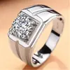 18K platinado anel de diamante de casamento imitação de diamante de noivado anel de diamante abertura 2 Quilates dominador anel de diamante de luxo