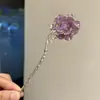 Grampo de Cabelo Dourado Folha Roxa para Mulheres, Grampo de Coque de Alta Qualidade, Novo Acessório de Cabelo Estilo Chinês Moderno