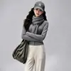 Set de Yoga de Alta Gama: Conjunto de Top de Manga Larga con Cremallera y Cuello Alto, Pantalones de Fitness de Tiro Alto Color Durazno para Glúteos, Ropa Exterior Adelgazante
