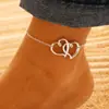 Estilo Ins europeo y americano simple tobillera de amor personalidad femenina temperamento aleación tobillera de corazón de melocotón transfronteriza decoración de pie de playa