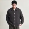 Suéter masculino de lapela em mistura de lã, inverno 2026, corte solto, estilo casual americano, cardigã de tricô de abotoamento simples