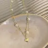 Collar en Capas de Corazón de Perla para Mujer, Estilo Francés de Verano, Lujo Ligero, Sensación de Alta Gama, Gargantilla Delicada, Temperamento Suave, Cadena de Clavícula de Moda