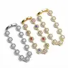 Pulseira Colmeia Colorida de Liga de Cobre com Zircônia, Moda de Luxo Leve, Joias Geométricas Coloridas de Diamante de Alta Qualidade para Atacado