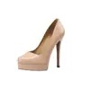 Sapatos Femininos Sexys de Couro Genuíno com Salto Ultra Alto de 14cm e Plataforma Grossa, Estilo Comércio Exterior, Salto Fino, Bico Redondo, Salto Altíssimo, Boca Rasa, para Pessoas Baixinhas