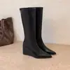 Botas Altas de Plataforma con Tacón Alto para Mujer Tallas Grandes Otoño Invierno Botas de Caña Alta Moda Nueva Cremallera Trasera Simple Adelgazantes 2026