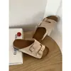 Medias zapatillas retro de suela plana Birkenstock Chuyuji para mujer, casuales y versátiles, cómodas para los pies, rojas, antideslizantes, con suela suave de corcho