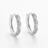 Brincos Europeus e Americanos Transfronteiriços Geométricos de Zircônia Cheios de Diamante, Presilhas de Orelha Versáteis da Moda de Nicho para Mulheres, Joias de Orelha Simples e Elegantes de Nicho