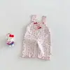 [No hay devoluciones ni cambios] Peto Floral para Niñas Estilo Nuevo Primavera 2026 Pantalones de Bebé con Estilo Bordado de Corazón Diseño de Dibujos Animados