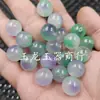 Contas Redondas de Jade Violeta Tipo Gelo com Padrões Florais Verdes sobre Fundo Branco, 14mm, para Pulseiras, Colares e Acessórios de Joias