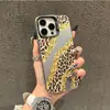 Para iPhone14max dorado puede estampado de leopardo 15 anticaída 13/12 simple 16Promax doble IMD color carcasa plateada