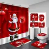 Directamente desde el extranjero: Set creativo navideño de cuatro piezas para baño, que incluye una cortina de ducha navideña de poliéster, suministrado directamente por el fabricante