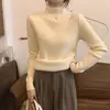 Suéter de punto de terciopelo de una sola pieza engrosado Maillard para mujer 2023 Invierno cuello alto medio prenda interior cálida con forro polar top base